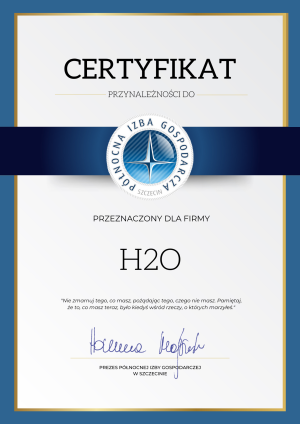 Certyfikat przynależności do Północnej Izby Gospodarczej w Szczecinie